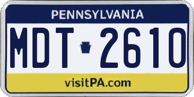 PA license plate MDT2610