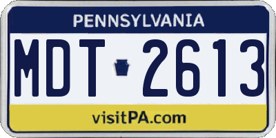 PA license plate MDT2613