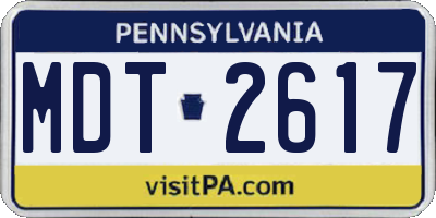 PA license plate MDT2617