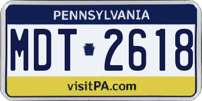 PA license plate MDT2618