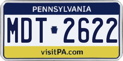PA license plate MDT2622