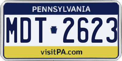 PA license plate MDT2623