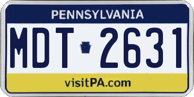 PA license plate MDT2631