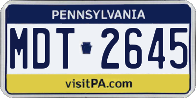 PA license plate MDT2645