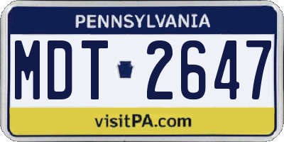 PA license plate MDT2647