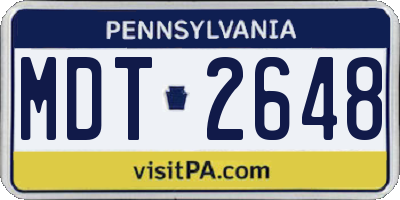 PA license plate MDT2648
