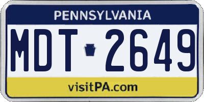 PA license plate MDT2649