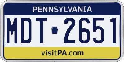 PA license plate MDT2651