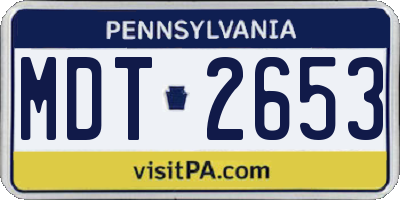 PA license plate MDT2653
