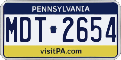 PA license plate MDT2654