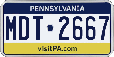 PA license plate MDT2667