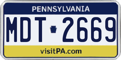 PA license plate MDT2669
