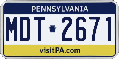 PA license plate MDT2671