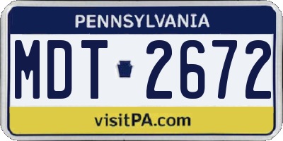 PA license plate MDT2672