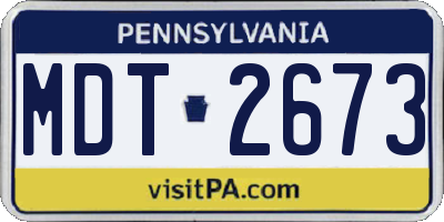 PA license plate MDT2673