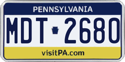 PA license plate MDT2680