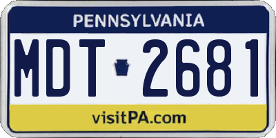 PA license plate MDT2681