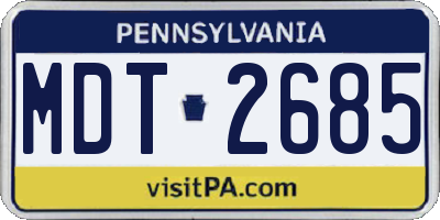 PA license plate MDT2685