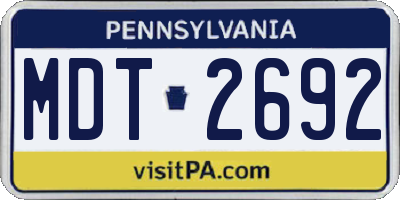 PA license plate MDT2692