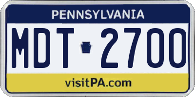 PA license plate MDT2700