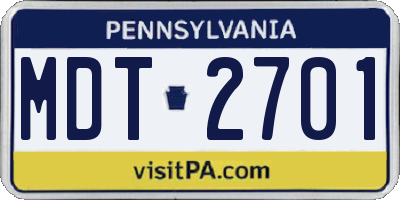PA license plate MDT2701
