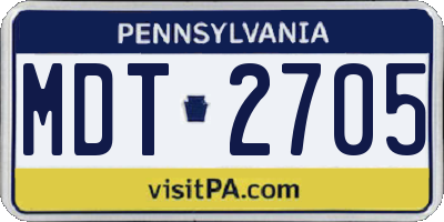 PA license plate MDT2705