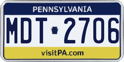 PA license plate MDT2706