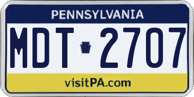 PA license plate MDT2707
