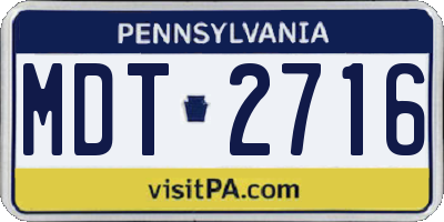PA license plate MDT2716