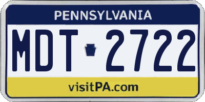 PA license plate MDT2722