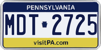 PA license plate MDT2725