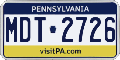 PA license plate MDT2726