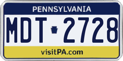 PA license plate MDT2728