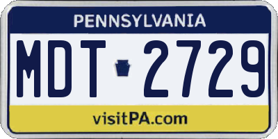 PA license plate MDT2729
