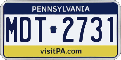 PA license plate MDT2731