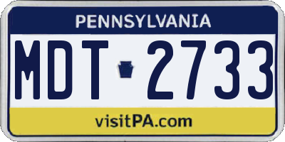PA license plate MDT2733