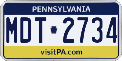 PA license plate MDT2734