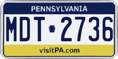 PA license plate MDT2736