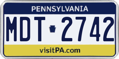 PA license plate MDT2742