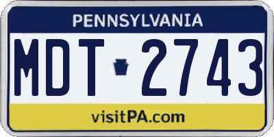 PA license plate MDT2743