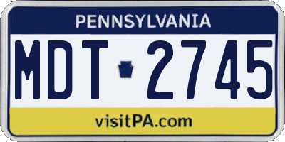PA license plate MDT2745