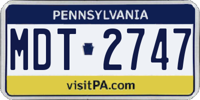 PA license plate MDT2747