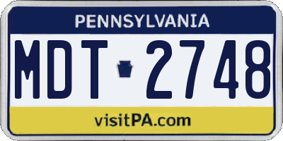 PA license plate MDT2748