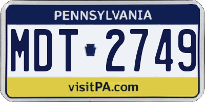PA license plate MDT2749