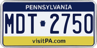 PA license plate MDT2750