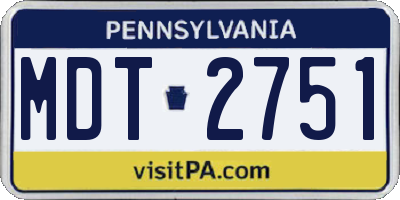 PA license plate MDT2751