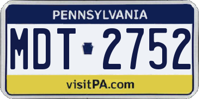 PA license plate MDT2752