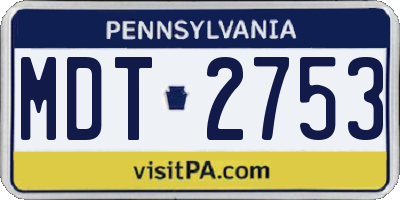 PA license plate MDT2753