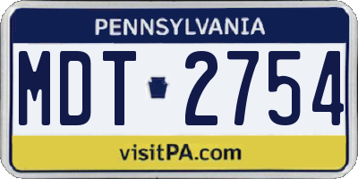 PA license plate MDT2754