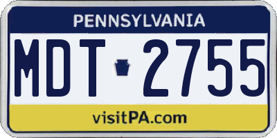 PA license plate MDT2755